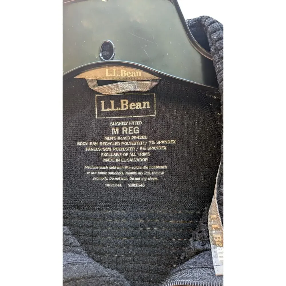 LL Bean Men's Medium Polartec Vest Black Full Zip Outdoor Hiking Trail